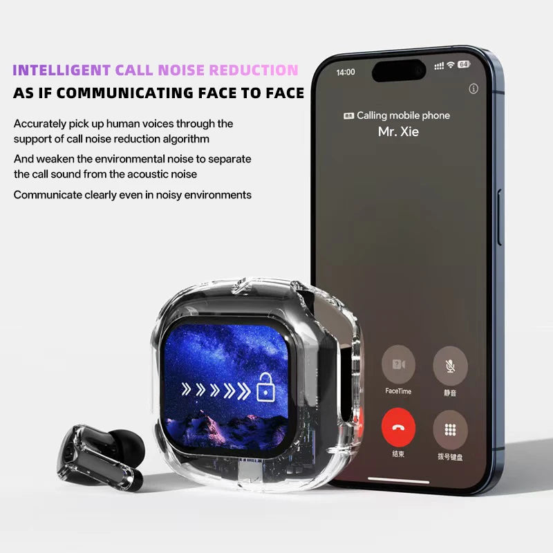 Wireless Bluetooth Earphones – 144-Language Real-Time Translation, Smart Touch Screen, HiFi TWS Headset for Business