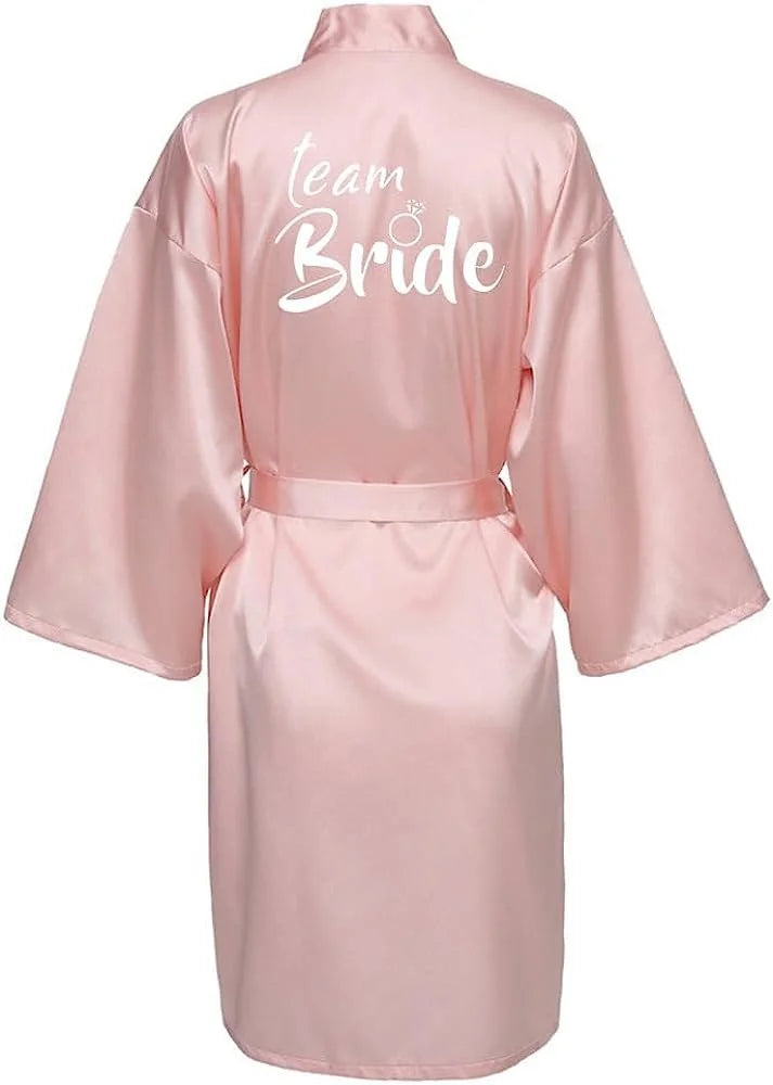 Women's Satin Silk Robe | Wedding Bathrobe Bride & Bridesmaid Sleepwear Gown M030