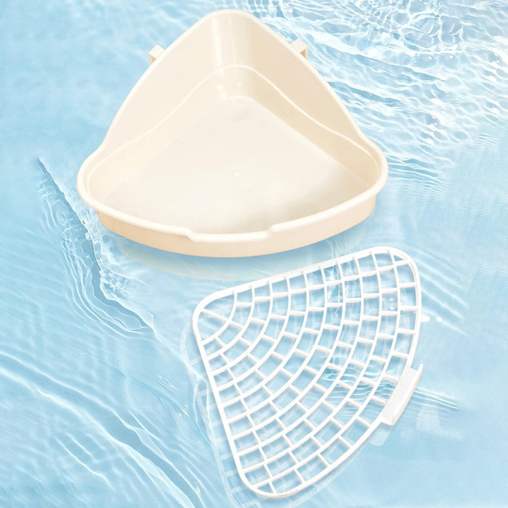Triangle Corner Litter Box – Space-Saving Potty Tray for Rabbits & Small Pets