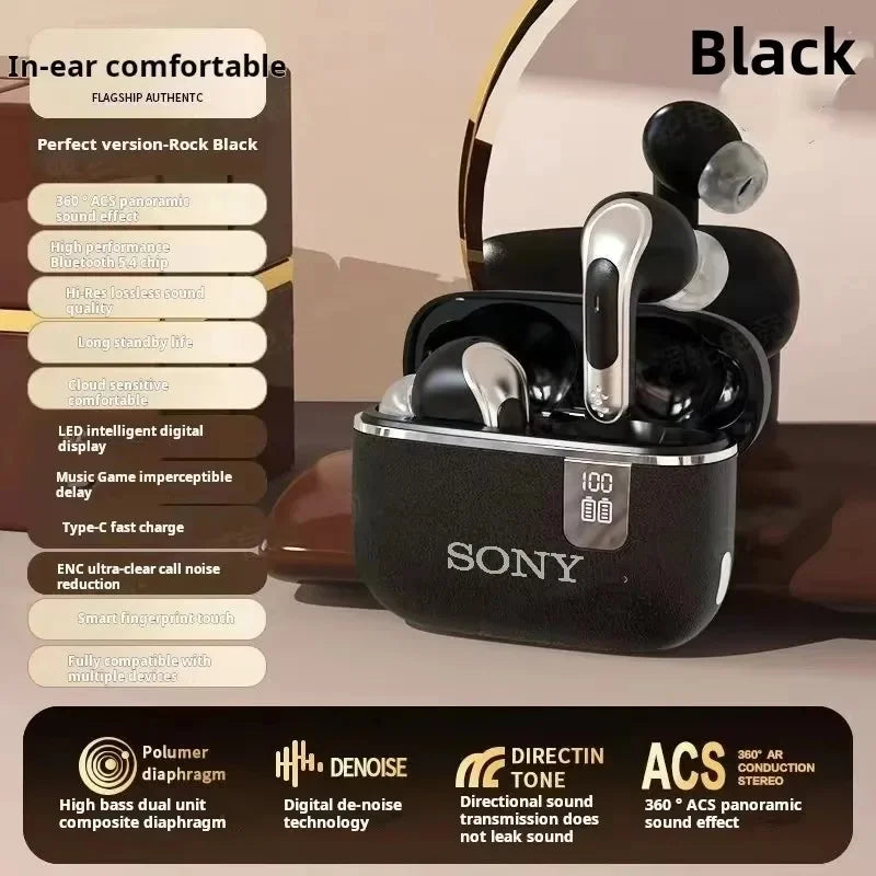 سماعات أذن بلوتوث TWS الأصلية من SONY - سماعات رأس لاسلكية عالية الدقة مزودة بميكروفون وشاشة LED للرياضة والألعاب