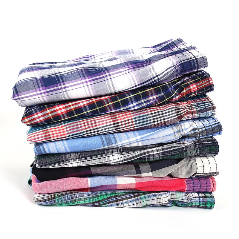 5PCS Men's Cotton Boxer Shorts | Plaid, Striped & Arrow Style Underwear | Loose Comfortable Homewear Sleep Pants