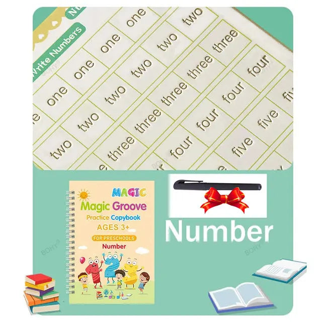 Grooved Handwriting Magic Practice Copybook – Cursive Writing & Calligraphy Workbook for Kindergarten & Preschool Kids