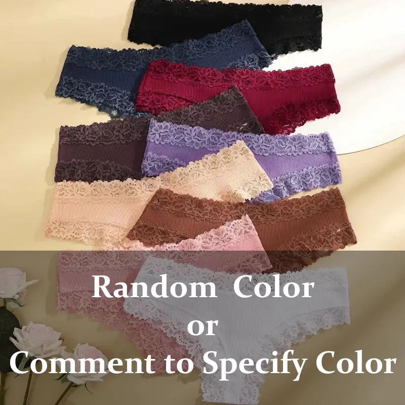 15PCS Women Cotton Panties – Sexy Lace Brazilian Underwear, Soft Solid Color Trendy Briefs & Intimates