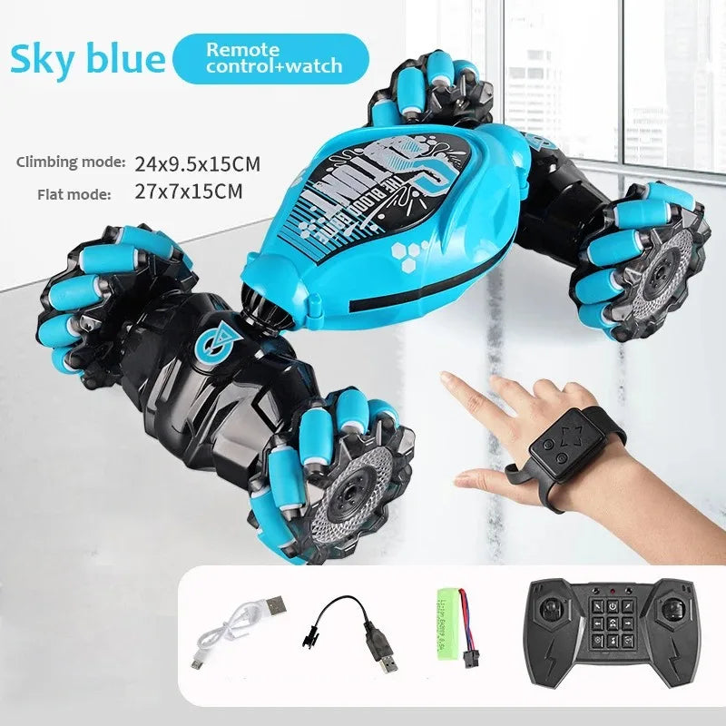 Gesture-Controlled RC Stunt Car – 360° Rotating, LED Lights, Dual Control Modes, All-Terrain Drift & Climb – Ideal Gift for Kids & Adults