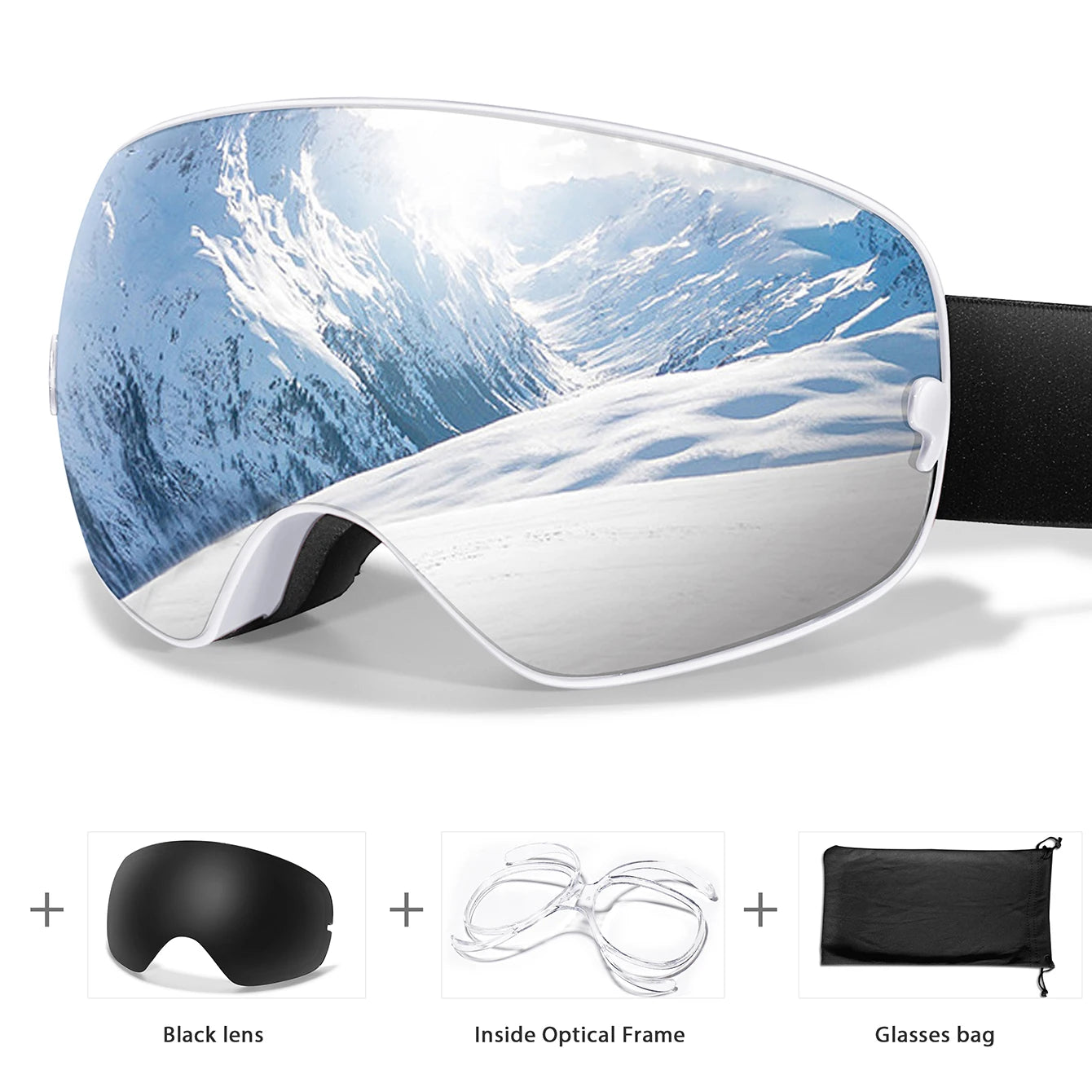 Men & Women Ski Goggles – Anti-Fog Snowboarding/Snowmobile Glasses with UV400 Changeable Lens, Outdoor Sports & Cycling