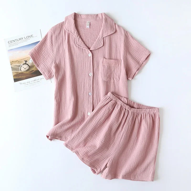 Short Sleeve Pajama Set for Women | Summer Casual 2 Piece Sleepwear Shorts Suit | Thin Fashion Loungewear