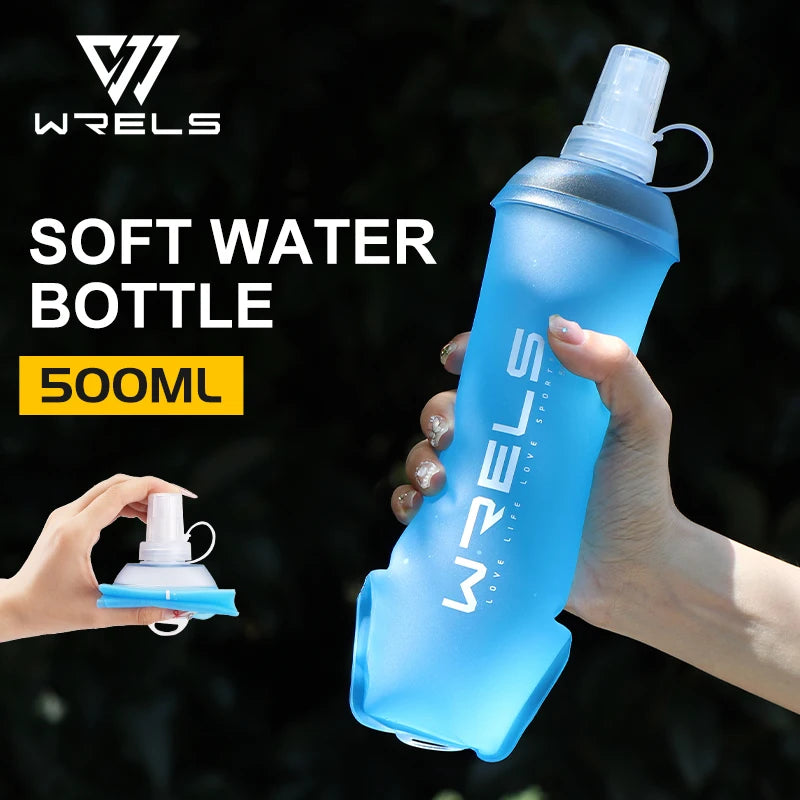 WRELS Soft Folding Water Bottle – BPA-Free TPU Flask for Camping, Running & Cycling