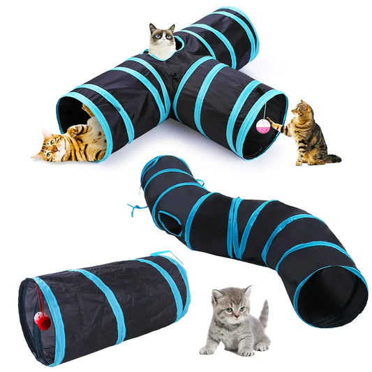 Tunnel Chase™ Foldable Cat Tunnel – Crinkle Play Tube for Indoor Fun & Exercise