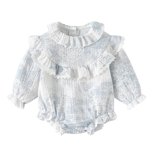 Baby Girl Romper Set Long Sleeve Cotton Korean Style Outfit with Hat 0-24M