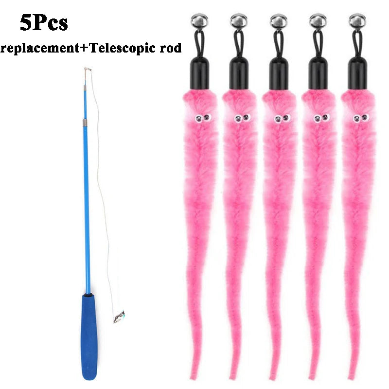 Plush Cat Worm Toy Refill Set – Replacement Heads for Teaser Wands (5/6/10/11 Pcs)