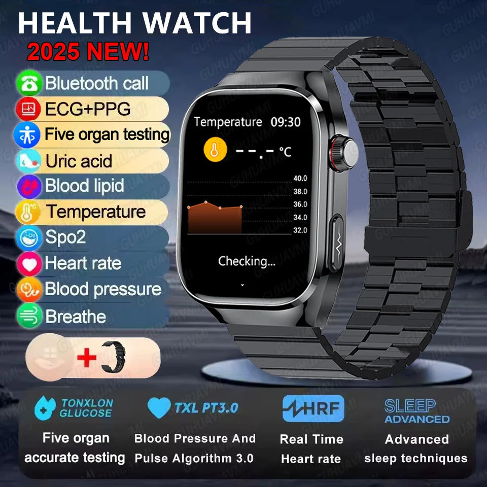 2025 Smart Watch for Men – Uric Acid, Body Fat & Organ Health Monitor | Bluetooth Call Smart Bracelet