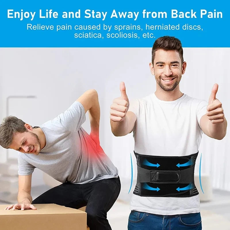 Adjustable Lumbar Support Belt – Double Pull Back Brace for Spine Decompression, Pain Relief & Abdominal Support