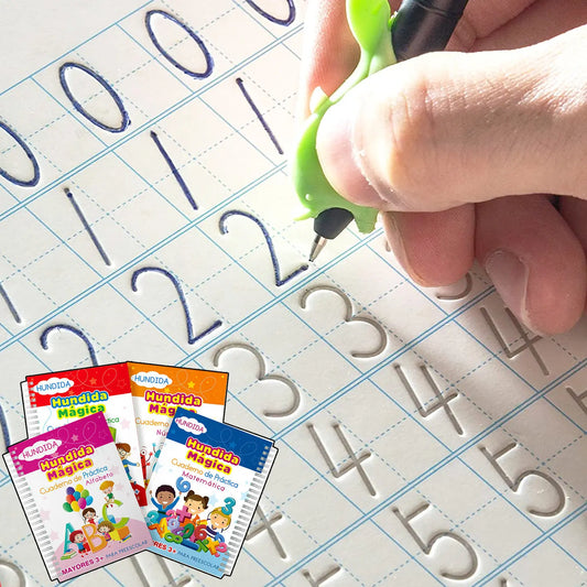 Spanish–English–French Montessori 3D Reusable Copybook – SANK Magic Calligraphy & Handwriting Practice Notebook