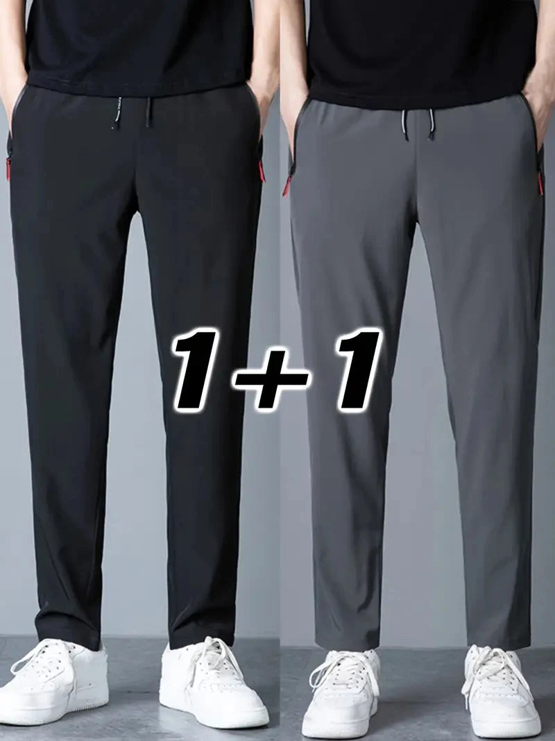 Men’s Casual Jogger Pants 2-Pack – Stretch Elastic Waist Trousers, Plus Size