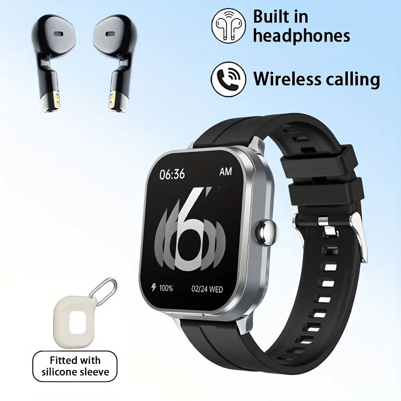 Smart Watch 2-in-1 – 2.01” HD, Waterproof, Heart Rate, SpO2, Bluetooth Earphones, Call Function