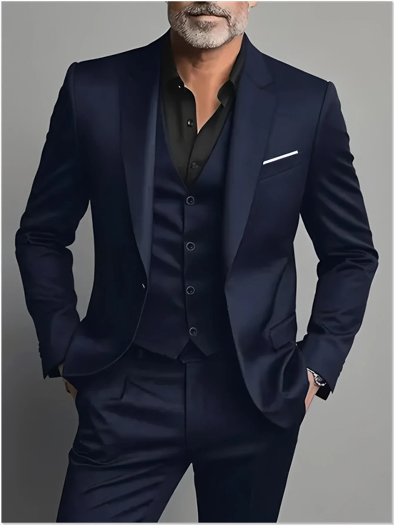 Men's Elegant Slim Fit Tuxedo Suit – Black Formal Wear for Weddings & Events