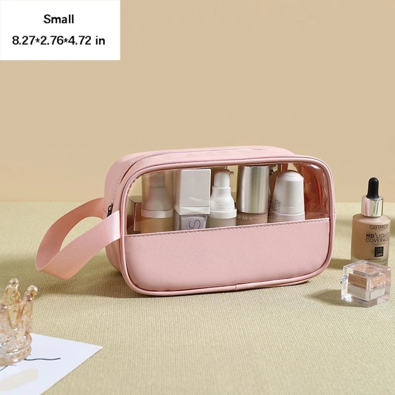 Portable Toiletry Bags with Handle | Translucent Waterproof Travel Makeup Bag for Women | Large Capacity Cosmetic Bag
