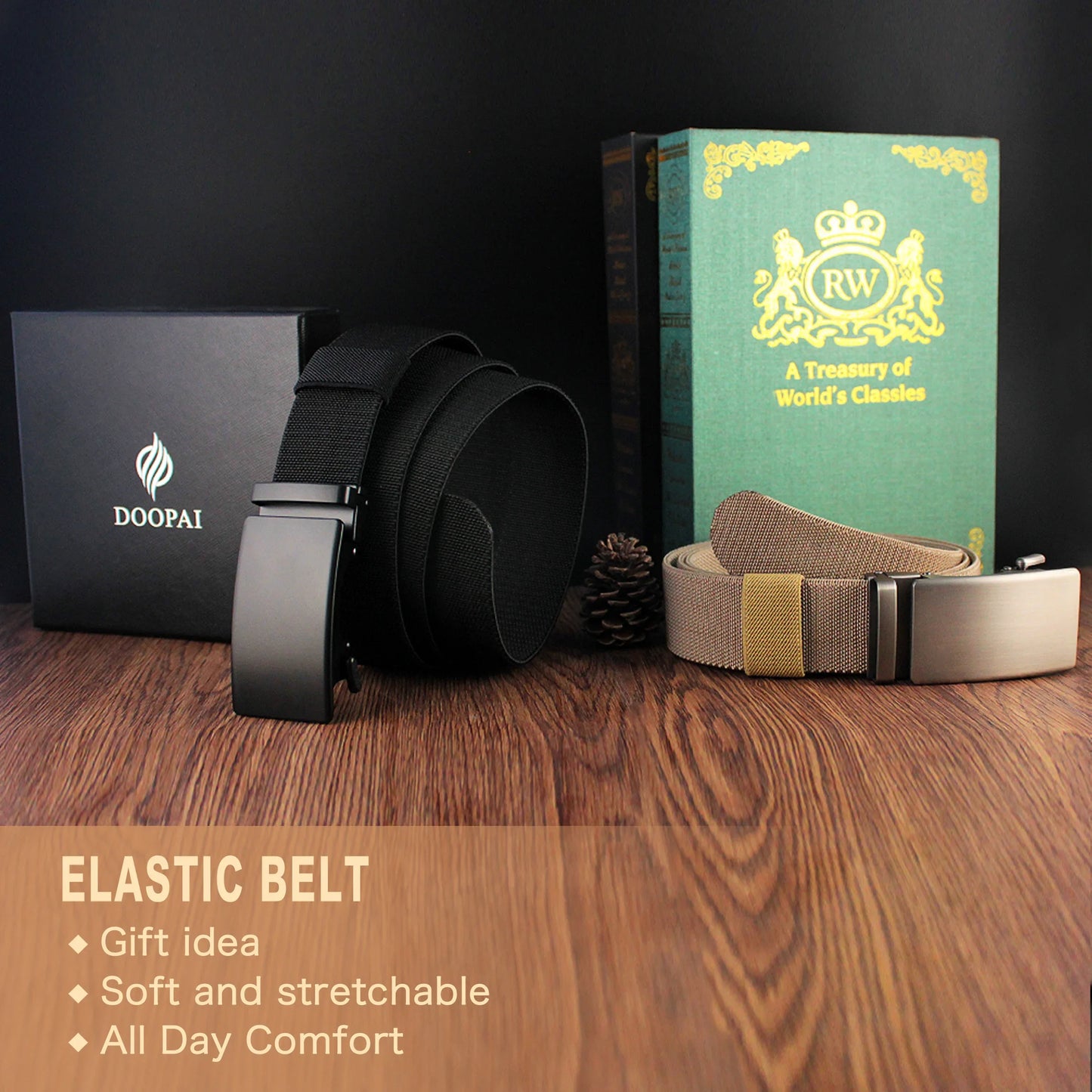 Men’s Golf Sports Elastic Belt – Tactical Nylon Automatic Buckle Belt