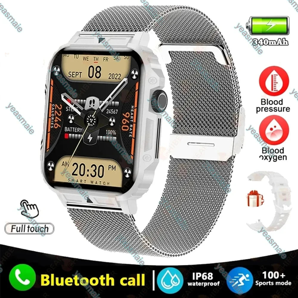 Military Outdoor Sports Smart Watch for Men – Heart Rate Health Monitor, Bluetooth Call, GPS Track, Waterproof for Android & iOS