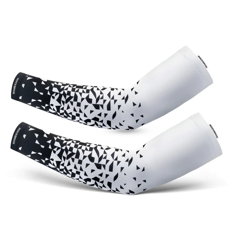 كم ذراع ROCKBROS - قابل للتهوية، سريع الجفاف، حماية من الأشعة فوق البنفسجية، كم ذراع رياضي لركوب الدراجات - مصنوع من قماش جليدي، واقي من الشمس، ملابس لياقة بدنية