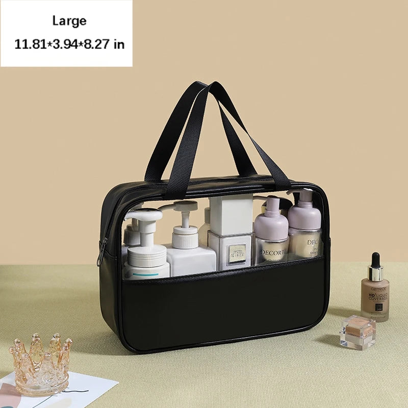 Portable Toiletry Bags with Handle | Translucent Waterproof Travel Makeup Bag for Women | Large Capacity Cosmetic Bag