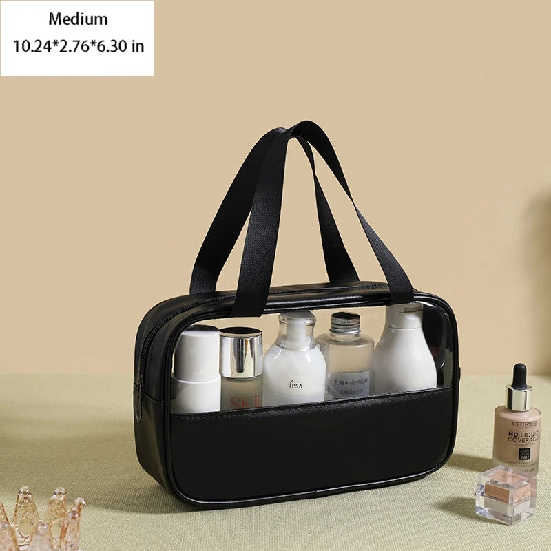 Portable Toiletry Bags with Handle | Translucent Waterproof Travel Makeup Bag for Women | Large Capacity Cosmetic Bag