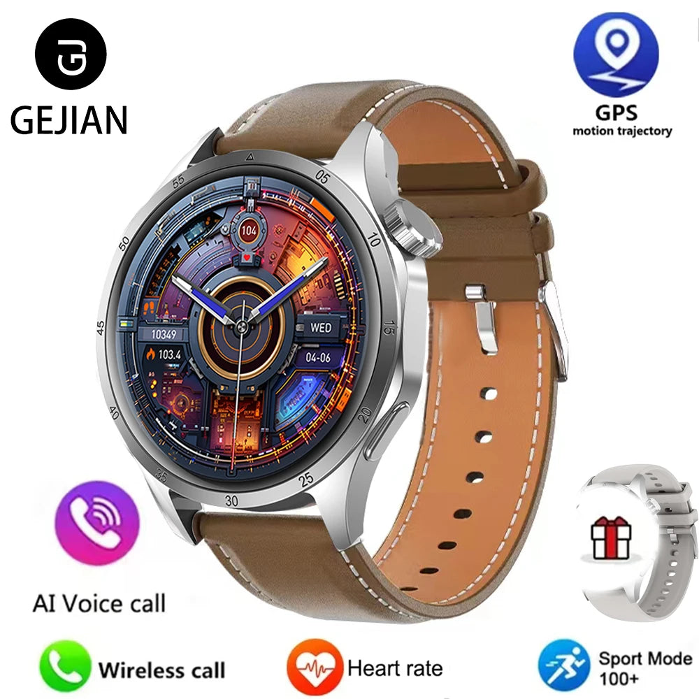 2025 New Men GPS Smart Watch – 360×360 AMOLED Screen, Bluetooth Call, NFC, Heart Rate, IP68 Waterproof