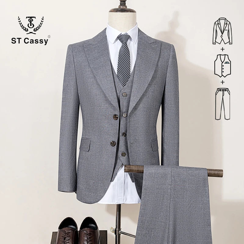 ST Cassy Men's Blue-Gray 2-Button Blazer – Modern Office Wear with Luxe Craftsmanship