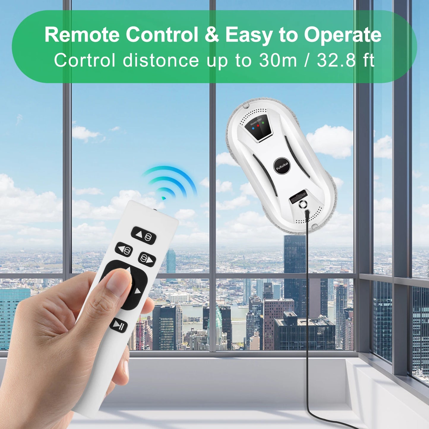 Ultra Thin Robot Vacuum & Window Cleaning Robot – Electric Glass Cleaner with Remote Control for Home