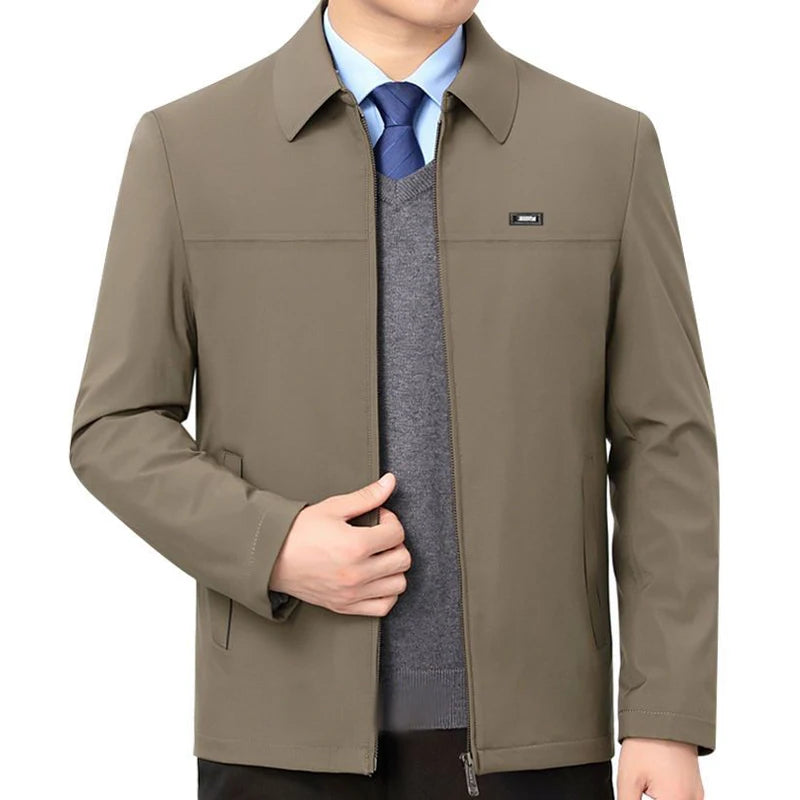 Men’s Solid Luxury Business Jacket – Casual Zipper Blazer Coat for Spring & Autumn (Up to 3XL)
