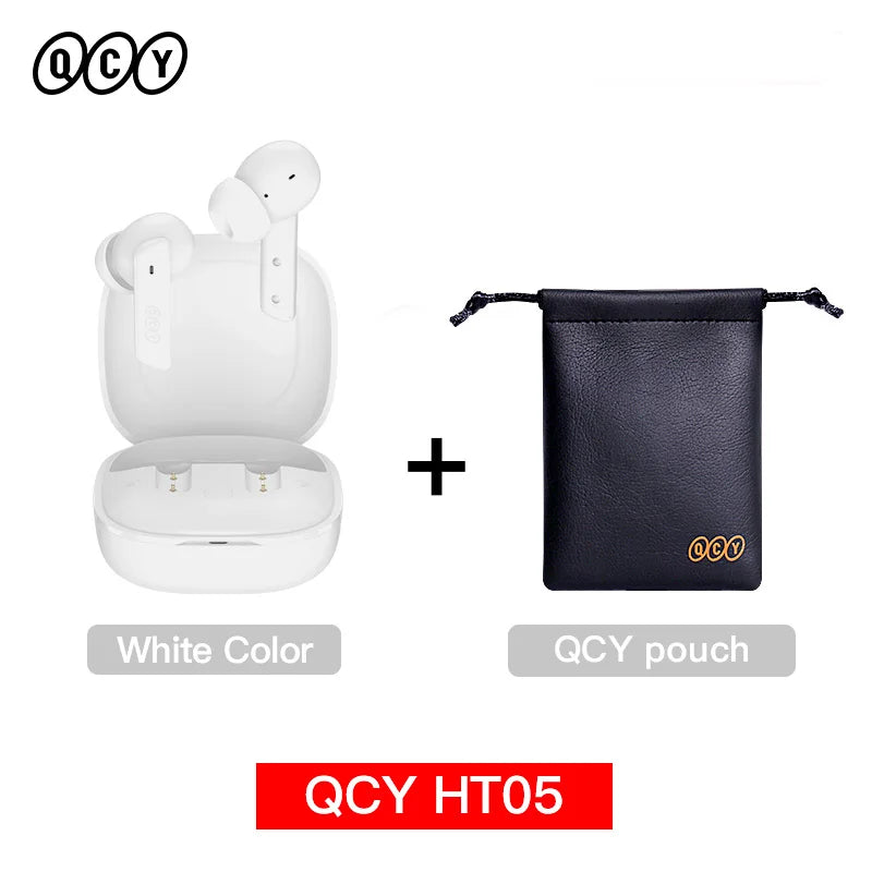 QCY HT05 ANC Wireless TWS Earphones – Bluetooth 5.2, 40dB Active Noise Cancellation, In-Ear Mics, Hands-Free Earbuds