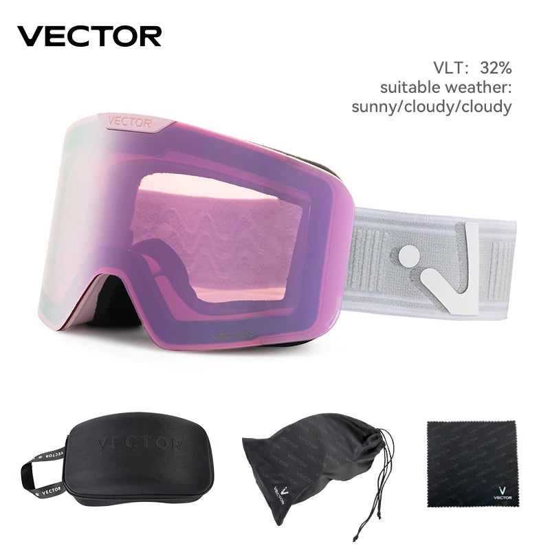نظارات التزلج VECTOR للأطفال - نظارات تزلج على الجليد UV400 مع قناع تزلج مضاد للضباب للأطفال، وحماية من التزلج والرياضات الثلجية