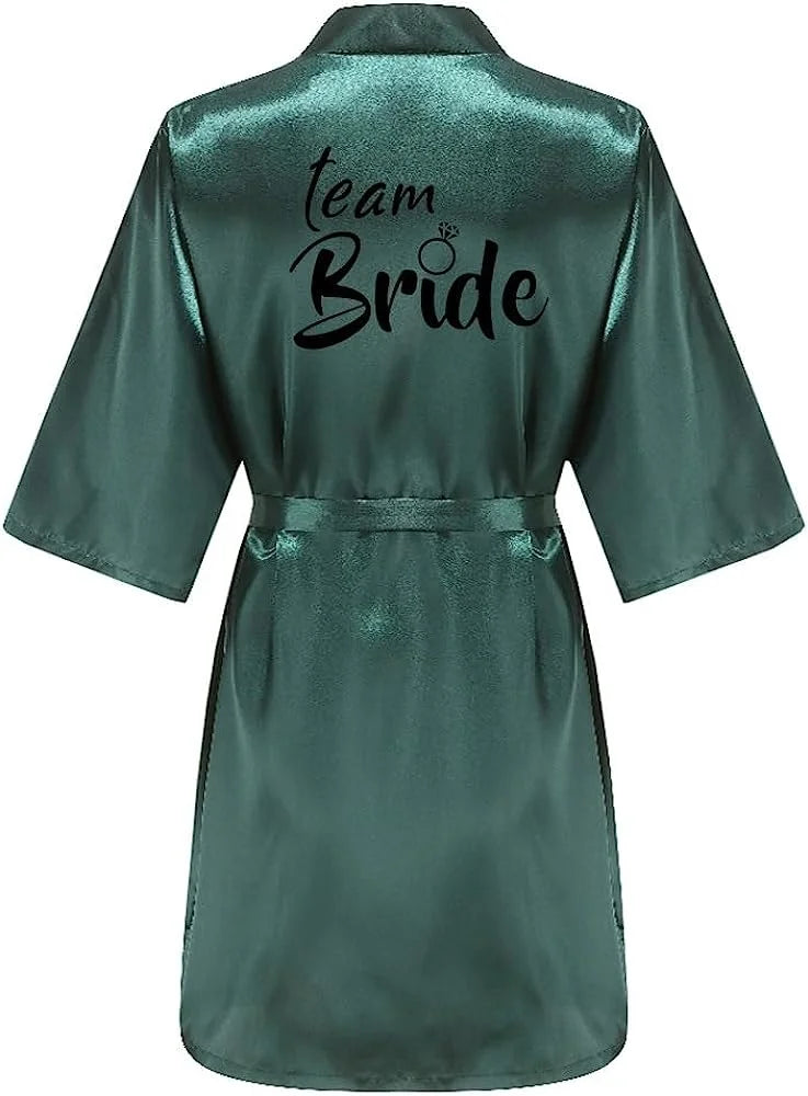Women's Satin Silk Robe | Wedding Bathrobe Bride & Bridesmaid Sleepwear Gown M030