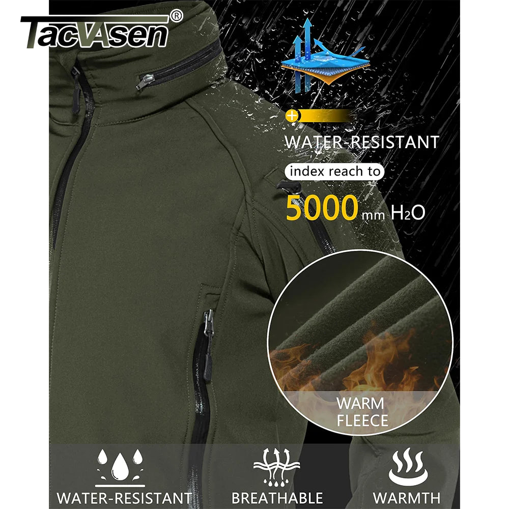TACVASEN Men’s Winter Windproof Fleece Jacket – Waterproof Softshell Hooded Coat for Hiking & Work