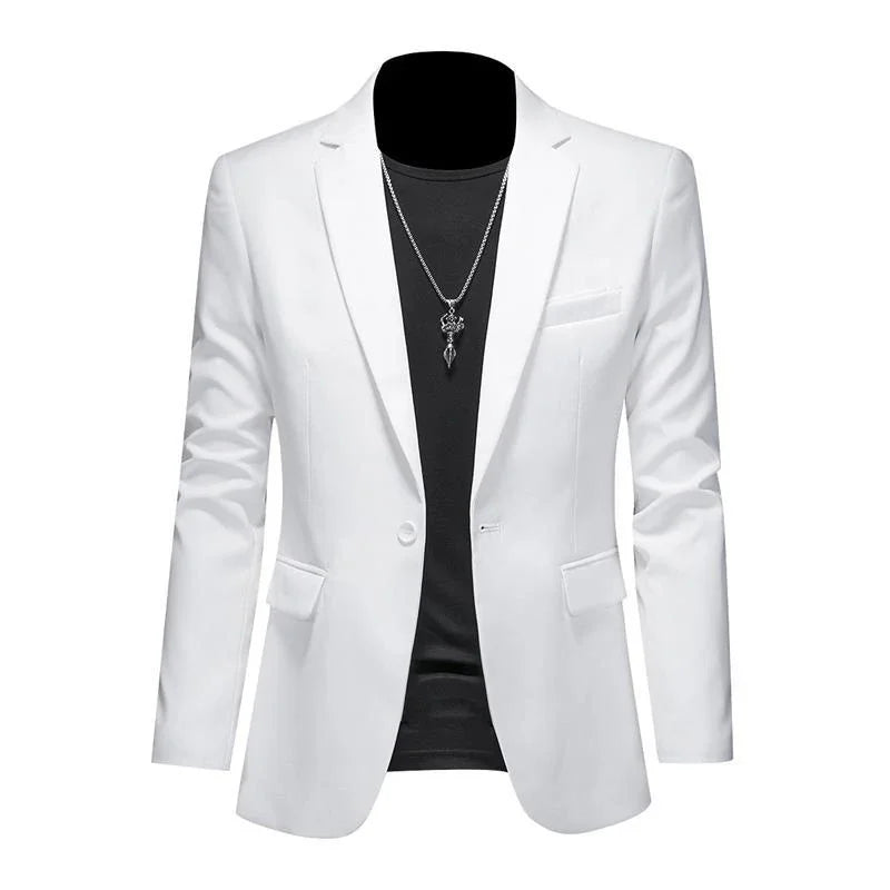 Men's High-End Solid Color Blazer – Casual Business & Groom Wedding Suit Jacket