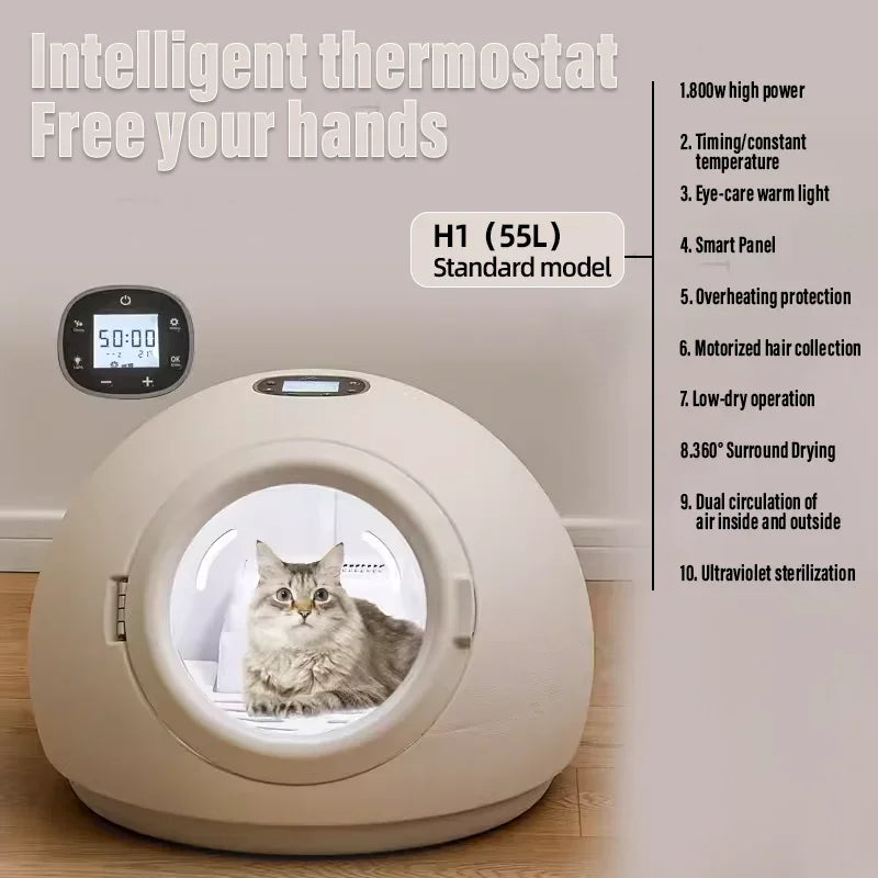 Smart Pet Drying Box – Automatic Temperature Control Dryer with Sterilization for Cats & Dogs