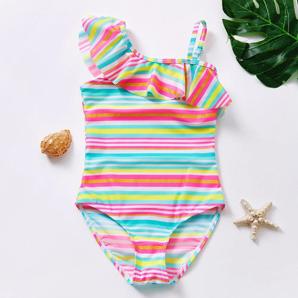 Girls One-Piece Mermaid Swimsuit Fish Scale Unicorn Kids Beachwear Ages 2-8