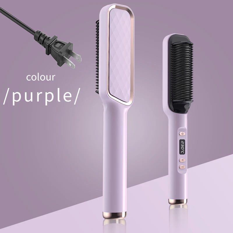 Electric Hot Comb Hair Straightener – Negative Ion Anti-Scald Straightening Brush & Styling Tool
