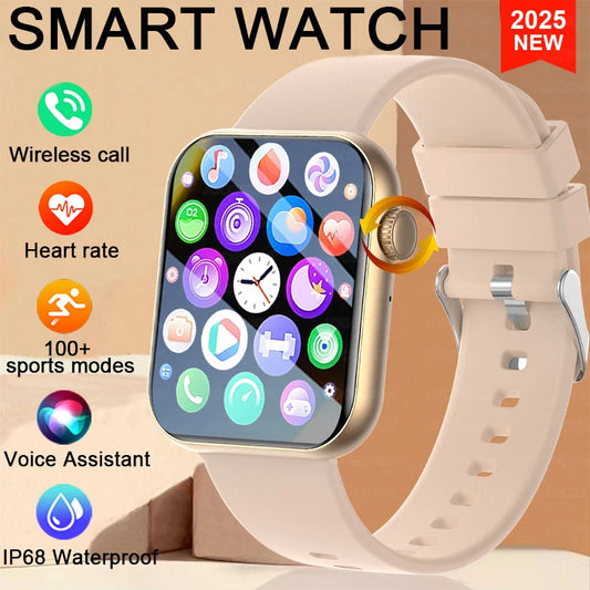 2025 New Smart Watch for Women – Full Touch Screen, Bluetooth Call, AI Voice, Heart Rate, Waterproof Sports Smart Bracelet