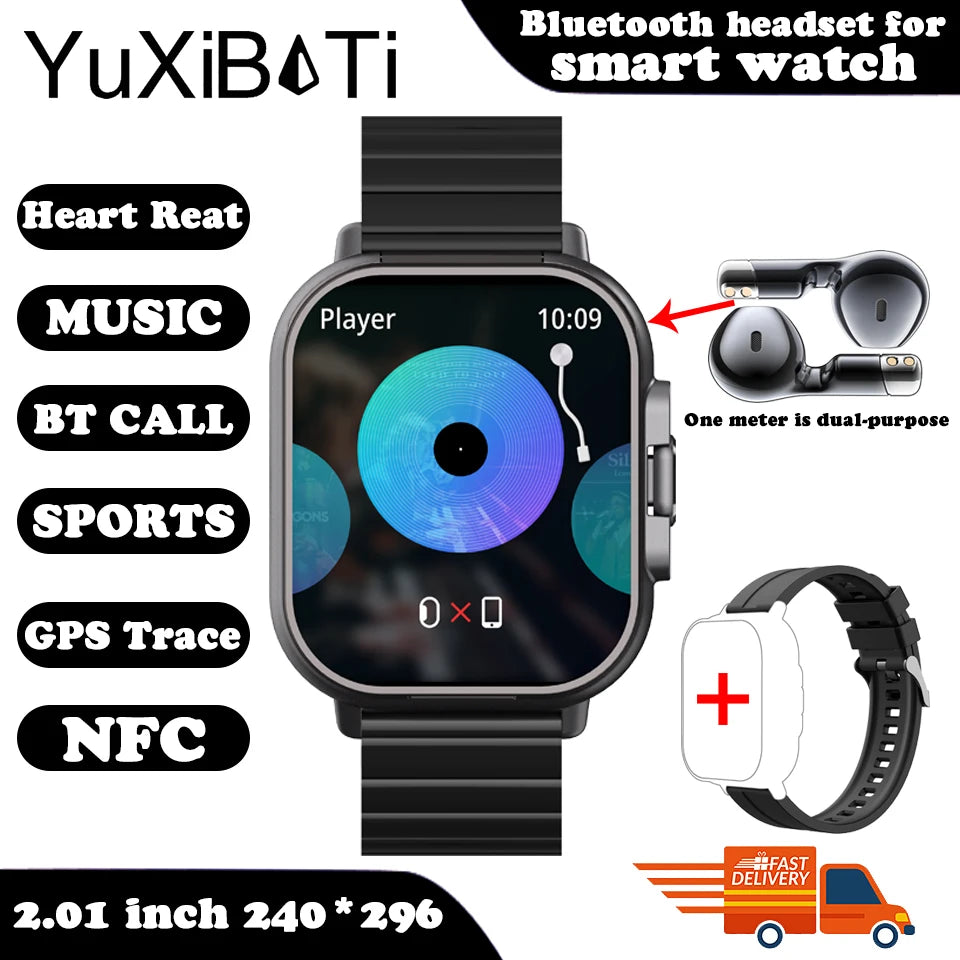 TWS 2-in-1 Smart Watch with Earphones – Wireless Bluetooth Call, Health Monitor, Fitness Tracker, Sports Smartwatch