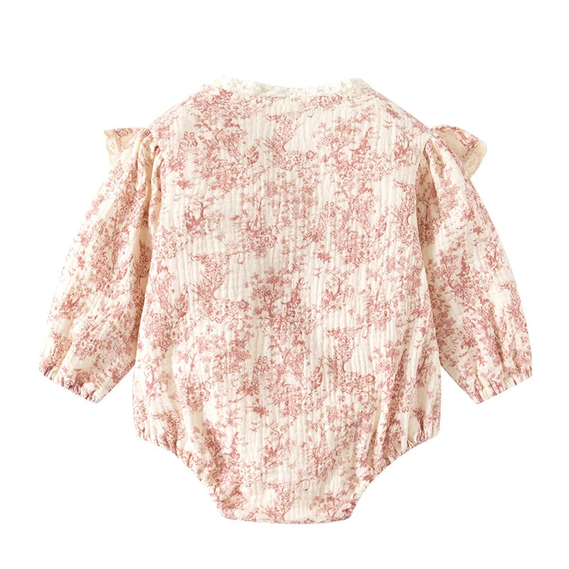 Baby Girl Romper Set Long Sleeve Cotton Korean Style Outfit with Hat 0-24M