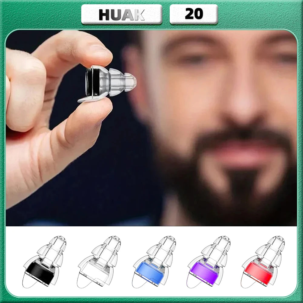 HUAK 20 High Fidelity Silicone Earplugs with Storage Box – Noise Reduction for Concerts, Musicians, Motorcycles & Noise Sensitivity