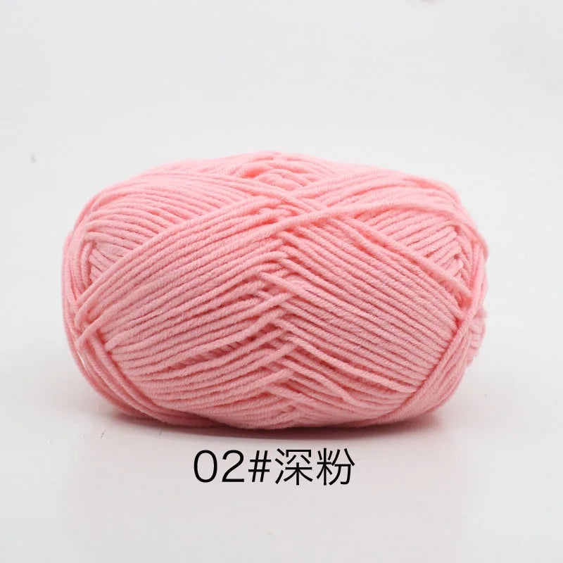 40–50g 4-Ply Milk Cotton Yarn (80%) – Dyed Knitting & Crochet Yarn for Sweaters, Hats, Dolls & Crafts