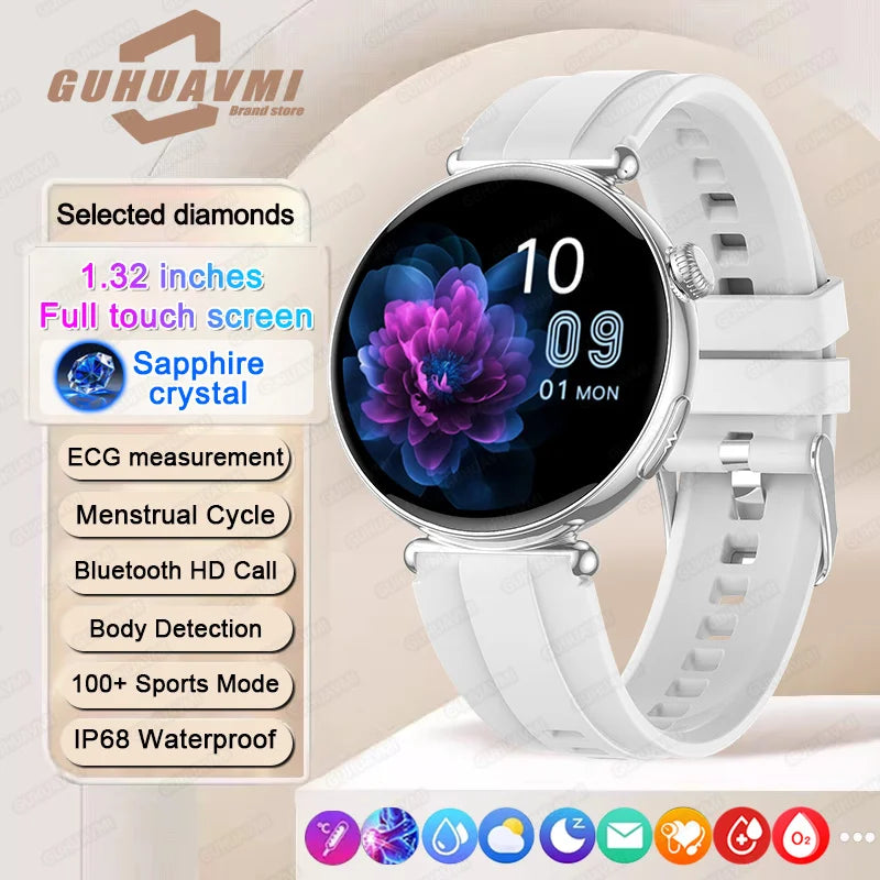 Women Smartwatch – 1.32″ AMOLED Screen, Call & ECG, Blood Pressure Monitoring, AI Dial, Sport & Health Smart Watch