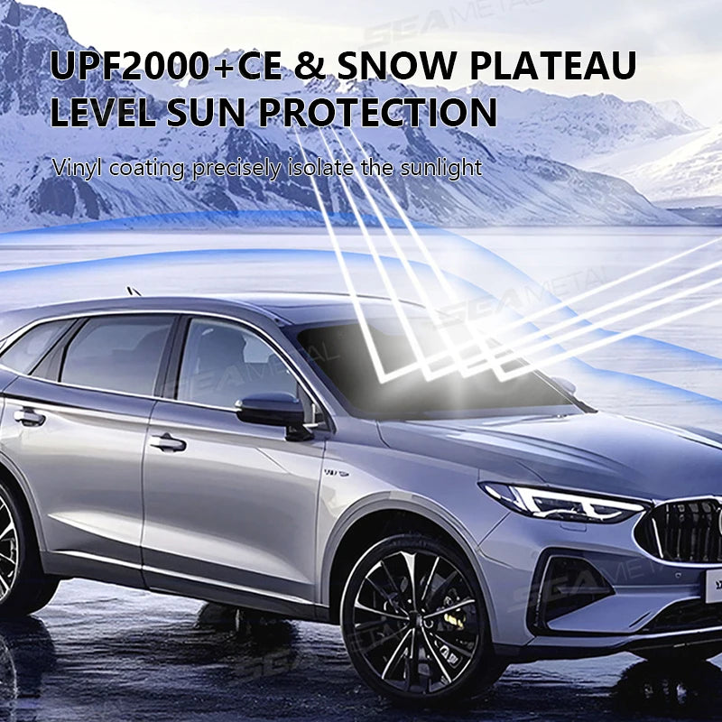 SEAMETAL Car Windshield Sun Shade Cover Black Glue Coating Sunshade Foldable Thicken Front Window UV Reflective Protection Cover