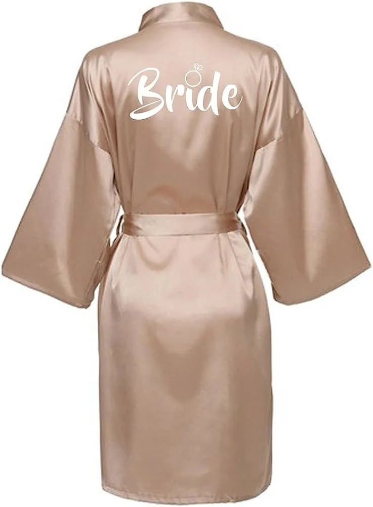 Women's Satin Silk Robe | Wedding Bathrobe Bride & Bridesmaid Sleepwear Gown M030