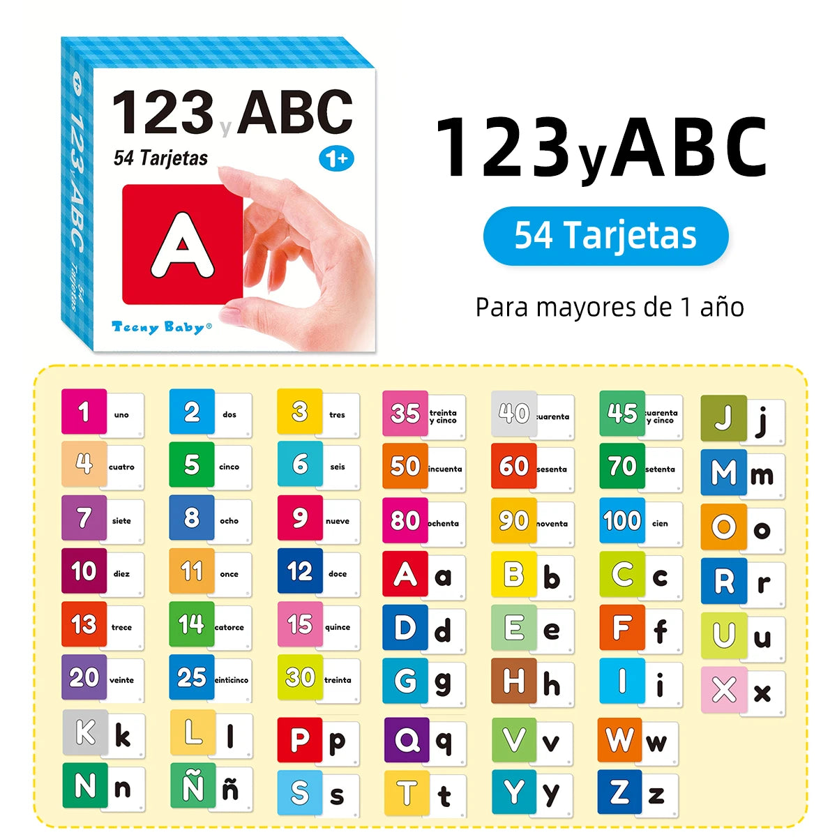54-Piece Spanish Early Learning Word Flashcards – Educational Cards for Kids 1 Year & Older