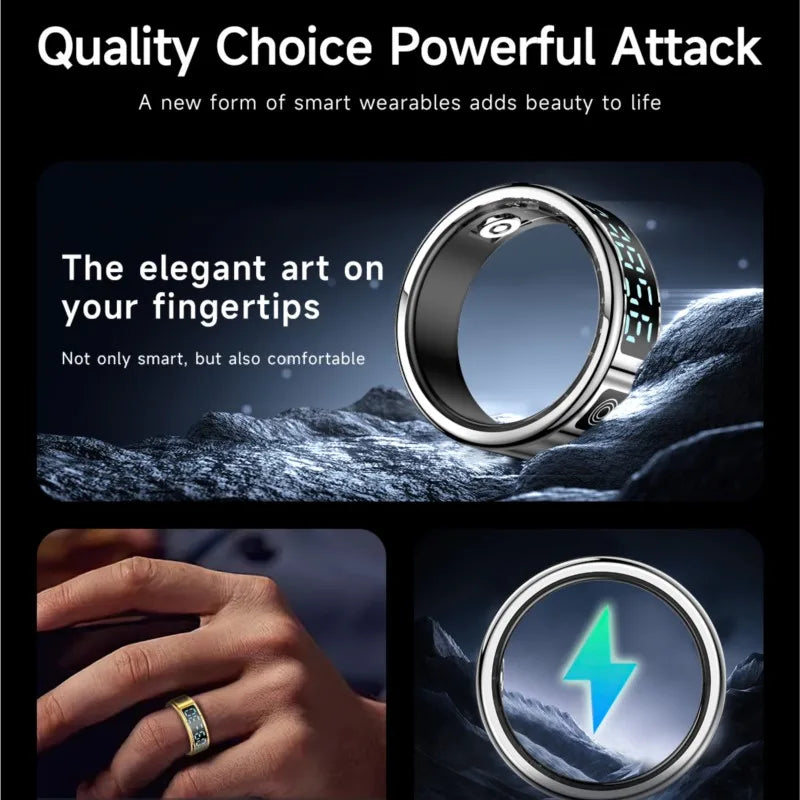 2025 SR08 Smart Ring – LED Display, Heart Rate & Blood Oxygen Monitor, 5ATM Waterproof, Multi-Sport Modes for Men & Women