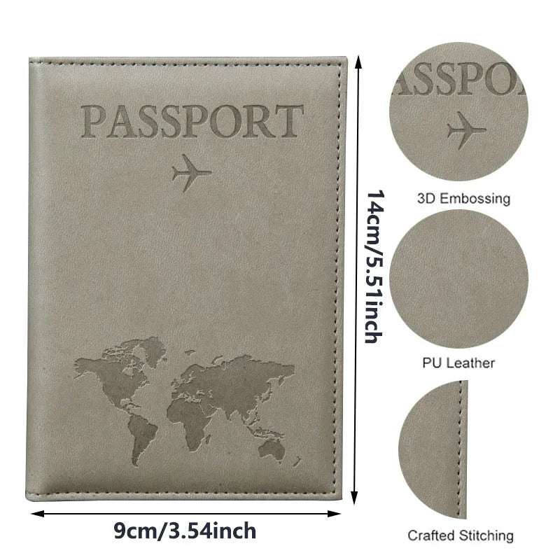 World Map Passport Cover – Hot Stamping Travel Case for Men & Women