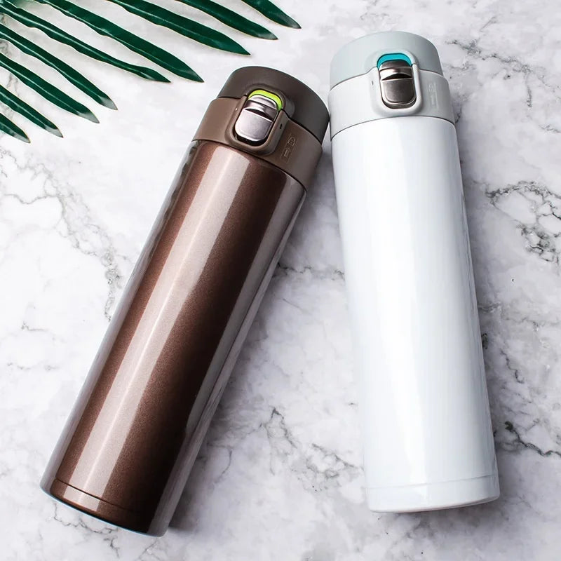 500ML Stainless Steel Vacuum Flask – Bouncing Cover Thermos Cup for Coffee, Tea, Milk & Water